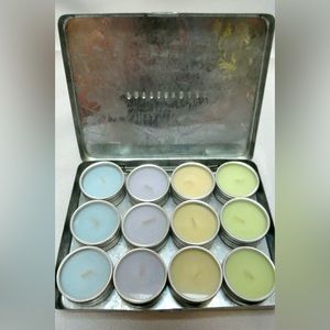 Pottery barn 12 small candles in original metal box